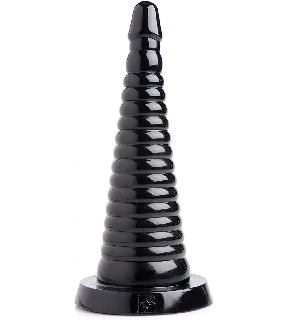 Anal Sex Toys Giant Ribbed Anal Ribbed Cone- Black (AF608) - CM18DU9TMHY $32.25