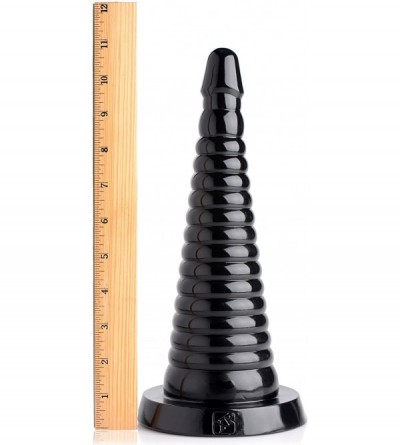 Anal Sex Toys Giant Ribbed Anal Ribbed Cone- Black (AF608) - CM18DU9TMHY $32.25