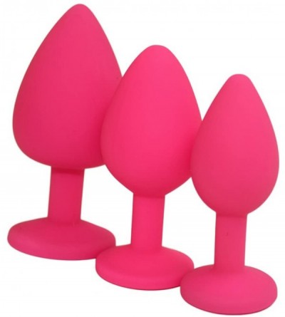 Anal Sex Toys Elite 3PCS Silicone Jeweled Anal Butt Plugs Anal Trainer Set- Hot Pink - C012BDWC2FB $6.34