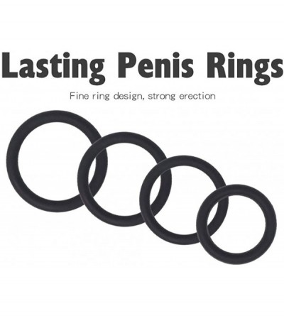 Penis Rings Sex Toys Male Lock Ring Liquid Silicone Double Bind Delay Ring Four-Piece Set Black - CB194K9GHDG $8.93