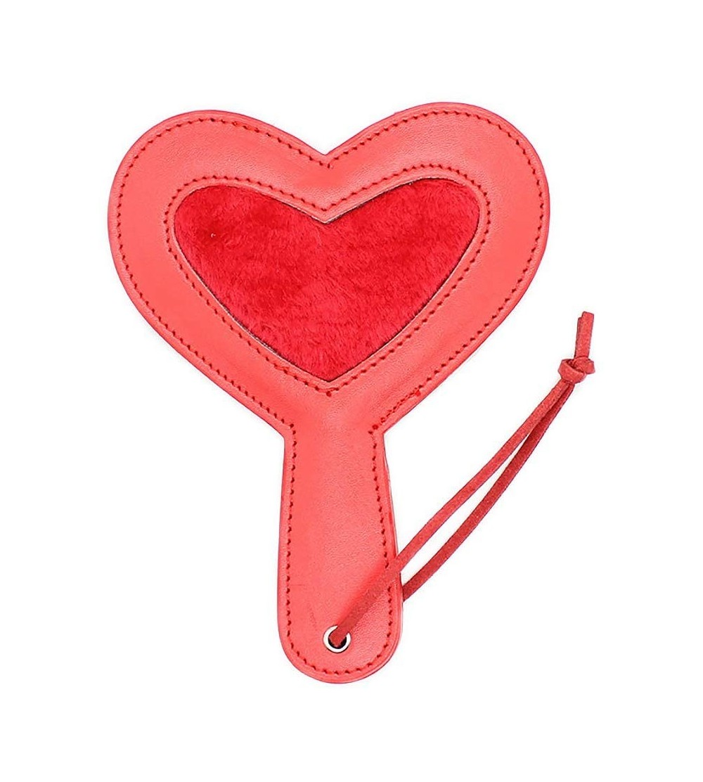 Paddles, Whips & Ticklers Handmade Leather Heart Shaped Spanking Spanking Stage Props Play - red - CL1966SANE4 $21.74