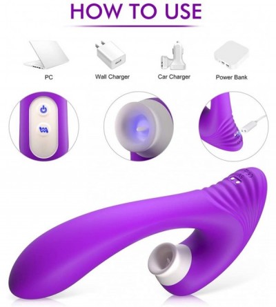 Vibrators Clitoral Vibrator- 2 in 1 Sex Toy Clitoris G spot Stimulator Tongue Vibrator Clit Dildo for Women Couples with 10 L...