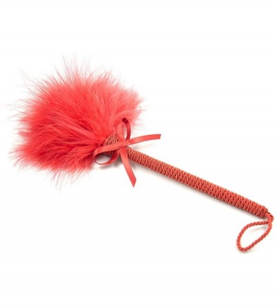 Paddles, Whips & Ticklers Fetish Feathers Teasing Toys Ostrich Feather Wrapped Rope Pole Props - Red - CM18X06NIIR $10.24