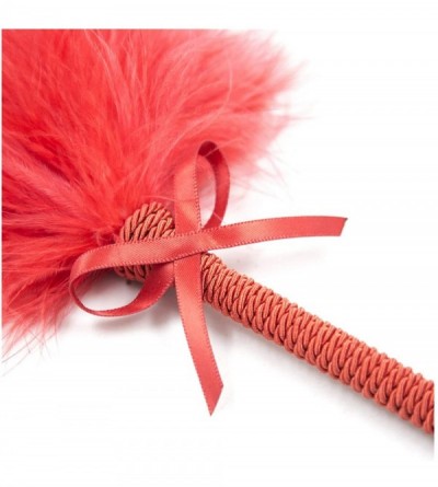 Paddles, Whips & Ticklers Fetish Feathers Teasing Toys Ostrich Feather Wrapped Rope Pole Props - Red - CM18X06NIIR $10.24