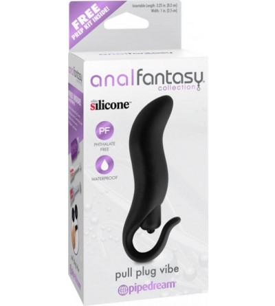 Anal Sex Toys Anal Fantasy Pull Plug Silicone Vibe- 3.25 Inch- Waterproof- Black - CM11GR7BP5L $14.49