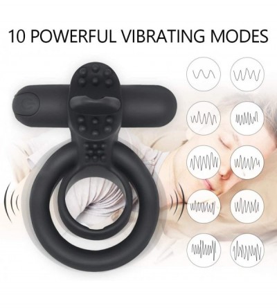 Penis Rings Vibrating Cock Ring with Tongue- Penis Ring & Clit Vibrator for Couple Play- 10 Powerful Modes Sex Toys for Men L...