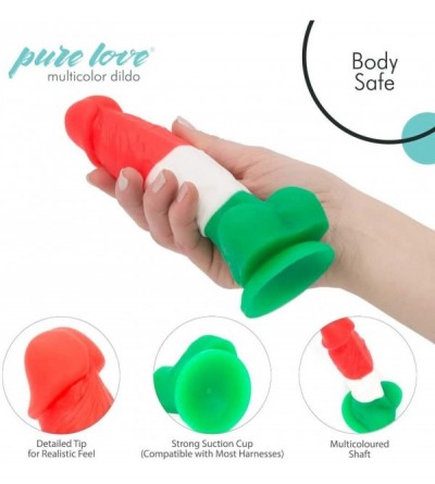 Dildos 7 inch Multicolored Silicone Dildo with Suction Cup- Harness Compatible- Adult Sex Toy- Multicoloured - CB18H54M4X6 $2...