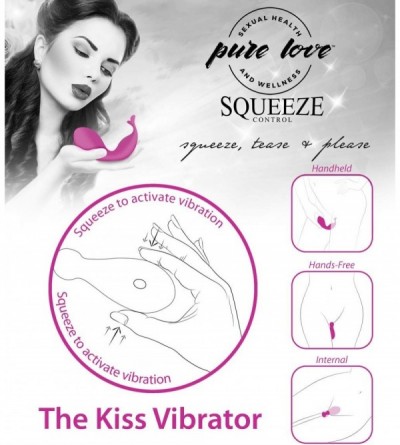 Vibrators New Squeeze-control Clitoral Kiss Vibrator- Rechargeable- & Waterproof Massage Wand- Memory Function- Pink Color- A...