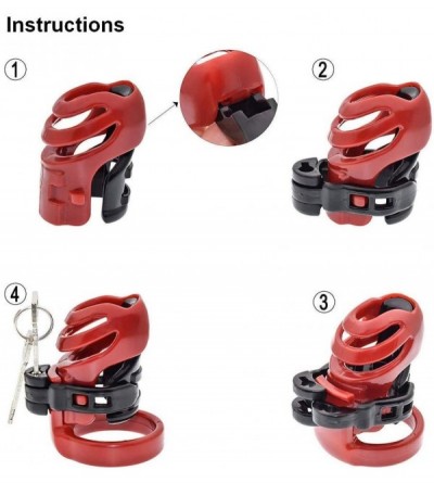 Chastity Devices New The Biosourced Resin Male Standard Chastity Devices Male Briefs-with 4 Size Rings T-Shirt Red- Large - R...