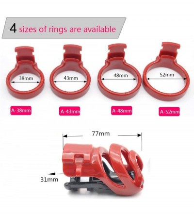 Chastity Devices New The Biosourced Resin Male Standard Chastity Devices Male Briefs-with 4 Size Rings T-Shirt Red- Large - R...