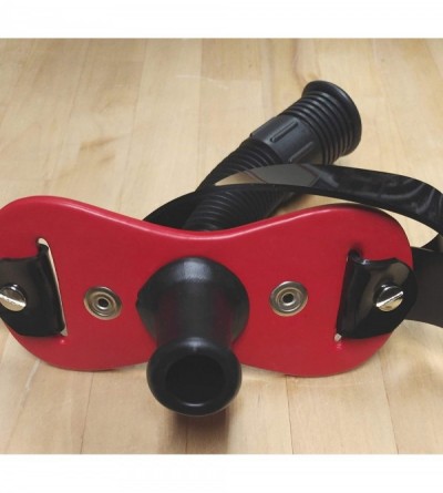 Gags & Muzzles The Original - Funnel Gag - Latrine - Beer Bong (Red Leather - Black Leather Pad) - Red Leather - Black Leathe...