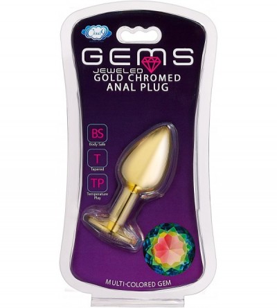 Anal Sex Toys Gems Gold Chromed Anal Plug- Small - CL18E7X2T5W $10.44