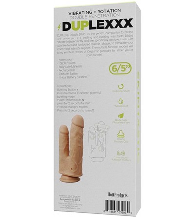 Dildos Skintastic Vibrating & Rotation Double Penetration Duplexxx Dildo Waterproof 6 and 5 Inches - CH18AEIYSYZ $36.50