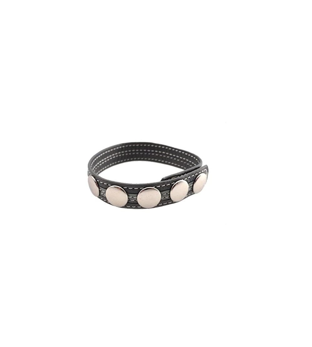 Penis Rings 5 Snap Leather Penis Ring (Grey with Light Gray Stripe) - Black With Gray Stripe - C317YESKDGR $11.66