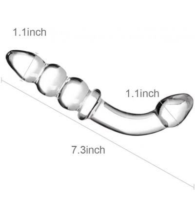 Anal Sex Toys Anal Beads- Glass Bent Pleasure Wand Double-Ended Butt Plug G-spot Stimulation Dildo for Men Women (Clear) - Cl...