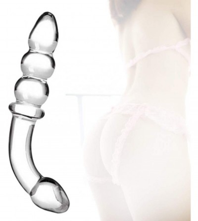 Anal Sex Toys Anal Beads- Glass Bent Pleasure Wand Double-Ended Butt Plug G-spot Stimulation Dildo for Men Women (Clear) - Cl...