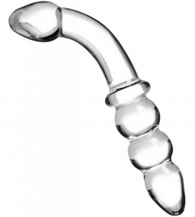 Anal Sex Toys Anal Beads- Glass Bent Pleasure Wand Double-Ended Butt Plug G-spot Stimulation Dildo for Men Women (Clear) - Cl...