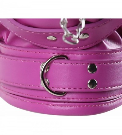 Gags & Muzzles Leather Bondage Mask Full Face Mask Mouth Gag Mask Fetish Adults BDSM Sex Toy - Pink(padlock3 & Pulling Rope1)...