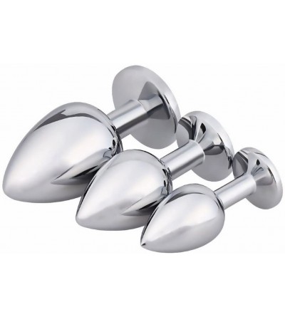 Anal Sex Toys Pleasure Plugs (Metal- 3 Piece Set) - Metal - CS18OA2AEEA $25.87