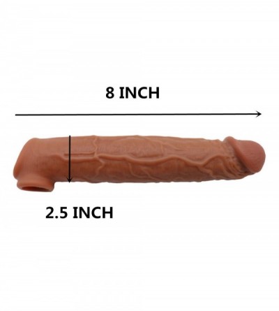 Pumps & Enlargers 8" Thick Coffee Color Extra Large Male Girth Enlarger Massage Extender Silicone Sleeve for Couple - CT190X8...