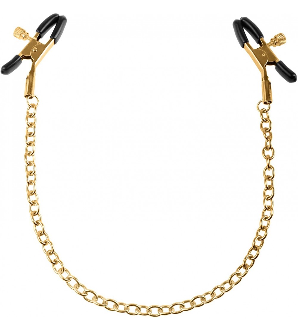 Nipple Toys Gold Chain Nipple Clamps - Gold - CS11JYY0M5X $18.56