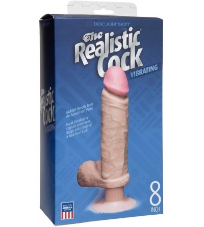 Dildos Doc Johnson The Realistic Cock - Vibrating 8 Inch - Dildo - Vanilla - Vanilla - C711W3TYQLH $21.93