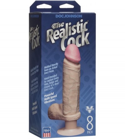 Dildos Doc Johnson The Realistic Cock - Vibrating 8 Inch - Dildo - Vanilla - Vanilla - C711W3TYQLH $21.93