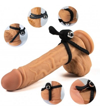 Penis Rings Silicone Vibrating Dual Penis Ring- Premium Stretchy Longer Harder Stronger Erection Cock Ring Vibrator Erection ...