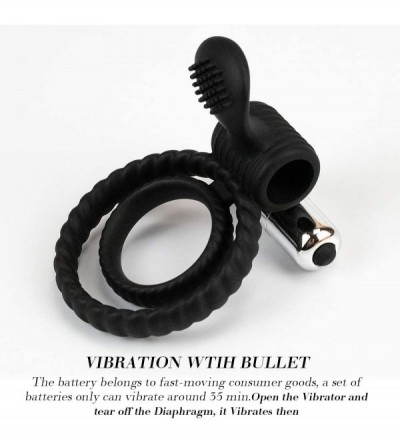 Penis Rings Silicone Vibrating Dual Penis Ring- Premium Stretchy Longer Harder Stronger Erection Cock Ring Vibrator Erection ...