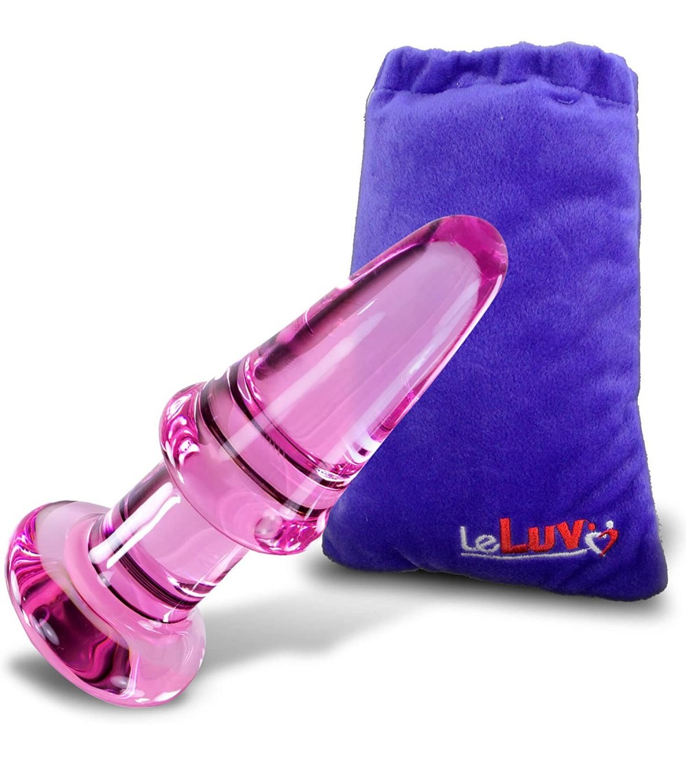 Anal Sex Toys Butt Plug Beginner 5 inch Glass Anal Toy Pink Bundle with Premium Padded Pouch - Pink - C711EXGTNUH $9.90