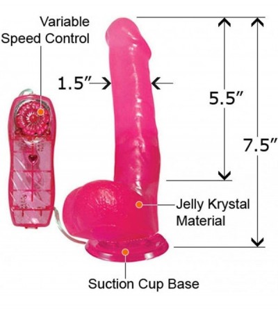 Dildos Vibrating Slim Jelly Dong with Suction Cup 7.5 Inch Romantic Pink - CD119FPYT2D $9.47