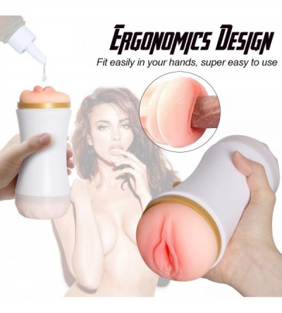 Male Masturbators Male Masturbator Cup Pocket Pussy Adult Sex Toys 3D Realistic Vagina and Mouth Oral Sex Masturbation Toys f...