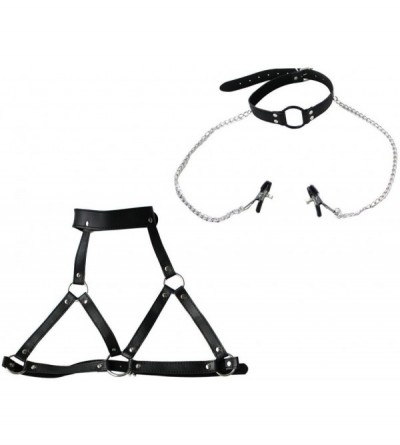 Restraints SM Restraint Bondage Open Mouth Gag Nipple Clamps with Neck Collar - CE11NIMLQTD $14.60