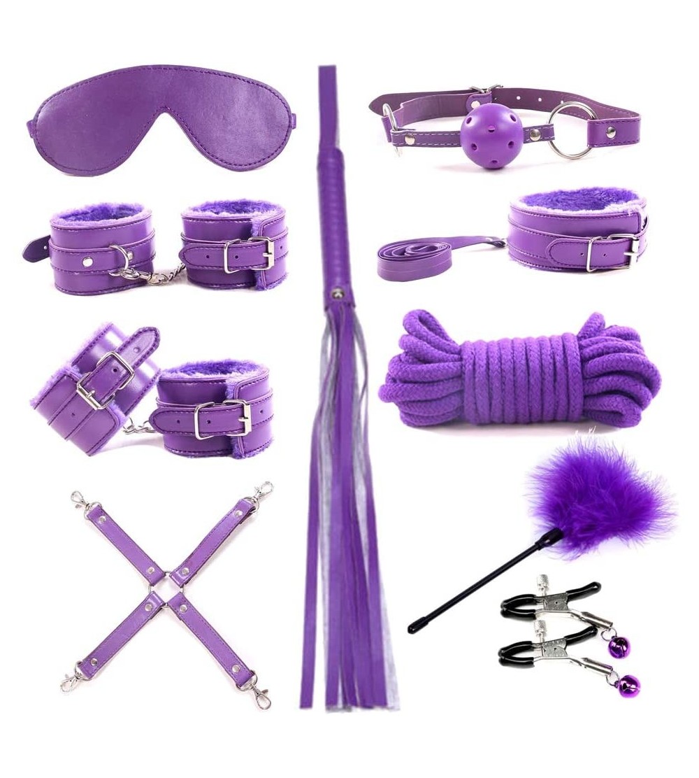 Restraints Bundle Tight Binding 10Pcs Couples Yoga Set Massage Tool Kits - Purple - C119C58RL2L $11.09