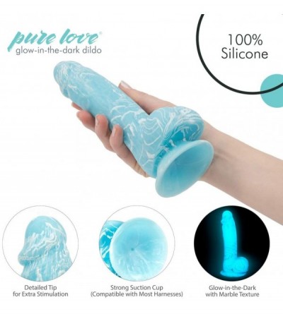 Dildos 7.5 Inch Silicone Dildo with Suction Cup- Glow in The Dark Blue Dong- Adult Sex Toy- Marble Pattern- Full Silicone- Ha...