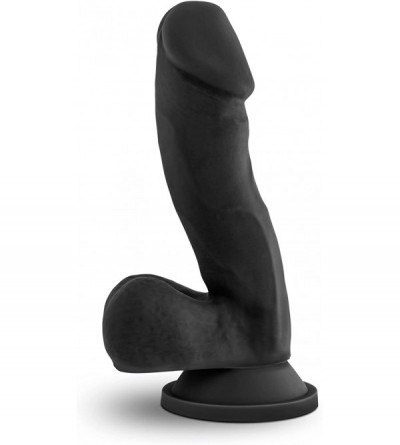 Anal Sex Toys 7 Inch Realistic Silky Smooth Silicone Strap On Compatible Dildo (Black) - Black - CS12MX5ZV7T $17.61