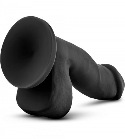 Anal Sex Toys 7 Inch Realistic Silky Smooth Silicone Strap On Compatible Dildo (Black) - Black - CS12MX5ZV7T $17.61