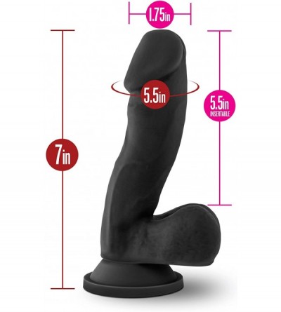 Anal Sex Toys 7 Inch Realistic Silky Smooth Silicone Strap On Compatible Dildo (Black) - Black - CS12MX5ZV7T $17.61