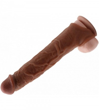 Pumps & Enlargers 8 in. Coffee Silicone penile Condom Lifelike Fantasy Sex Male Chastity Toys Lengthen Cock Sleeves Dick Reus...