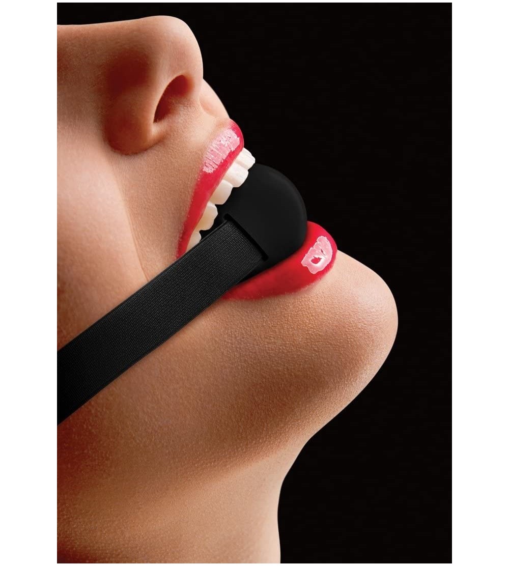 Gags & Muzzles Elastic Ball Gag- Black - Black - CR11VZY0TDF $7.46