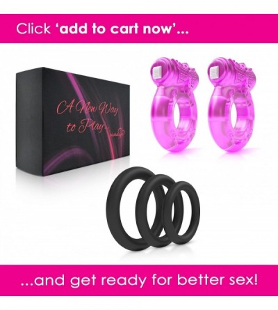 Penis Rings Cock Ring Set - 2 Vibrating Cock Rings w. Clit Stimulator & 3 Different Size Penis Ring - Erection Enhancing Sex ...