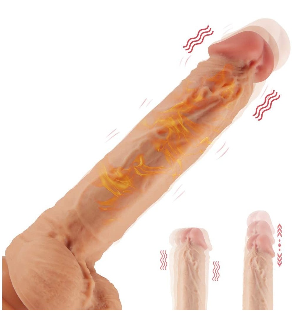 Dildos High Quality 8.6" Thrusting Dildo Vibrator with Vibrating and Heating- Realistic Telescopic Penis for G-spot Stimulati...