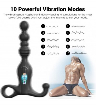 Anal Sex Toys Vibrating Anal Beads Butt Plug with Perineum Stimulation-Graduated Design Anal Vibrator Stimulator Prostate Mas...