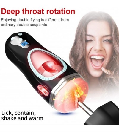 Male Masturbators Man Cup Smart Heating Electric Blow-Job Deep Throat Sucking Oral Cup Vibrating Masturbator Cup Male Masturb...