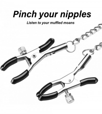 Gags & Muzzles O-Ring Gag with Nipple Clamps - Silicone Open Mouth Ring Gag with Adjustable Nipple Clips- SM Fetish Nipple Te...