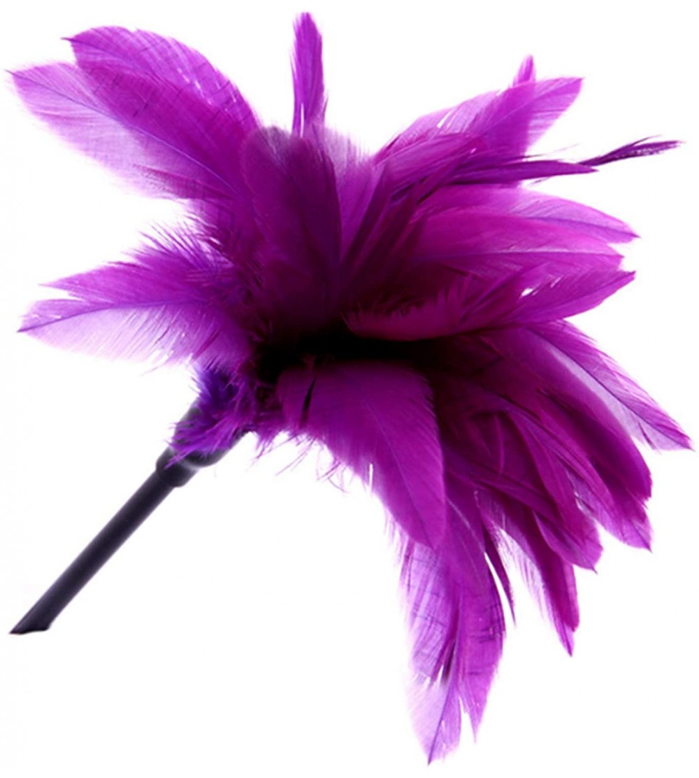 Paddles, Whips & Ticklers Fetish Feathers Teasing Leather Pole Feather Toy - Purple - CP18XX42Q3X $15.27