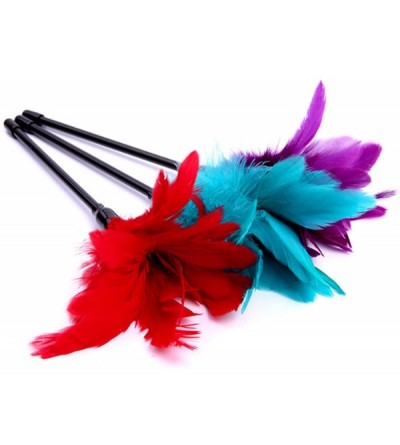 Paddles, Whips & Ticklers Fetish Feathers Teasing Leather Pole Feather Toy - Purple - CP18XX42Q3X $15.27