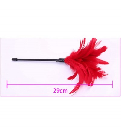 Paddles, Whips & Ticklers Fetish Feathers Teasing Leather Pole Feather Toy - Purple - CP18XX42Q3X $15.27