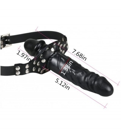 Gags & Muzzles Double-Cock Lockable Realistic Penis Gag- Mouth Gag with Adjustable Leather Strap- SM Dildo Gag(Long & Short) ...