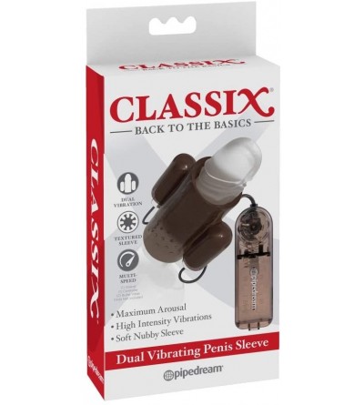 Pumps & Enlargers Classix Dual Vibrating Penis Sleeve- Smoke - C818OZSYSGE $12.95